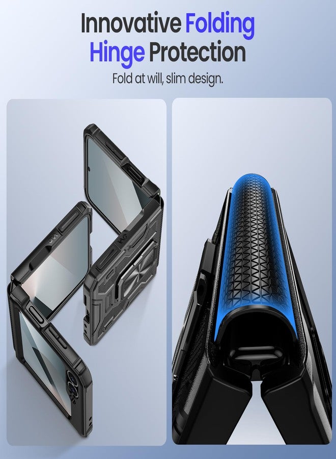 VEGO for Samsung Z Flip 6 Case with Stand, [Hinge Protection][Screen Protector] Full Body Drop Protection Cover Magnetic Case for Samsung Galaxy Z Flip 6 2024 - Matte Black - Image 5