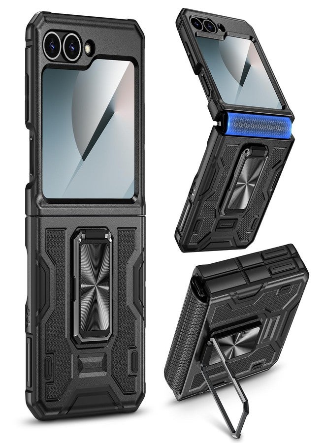 VEGO for Samsung Z Flip 6 Case with Stand, [Hinge Protection][Screen Protector] Full Body Drop Protection Cover Magnetic Case for Samsung Galaxy Z Flip 6 2024 - Matte Black - Image 1