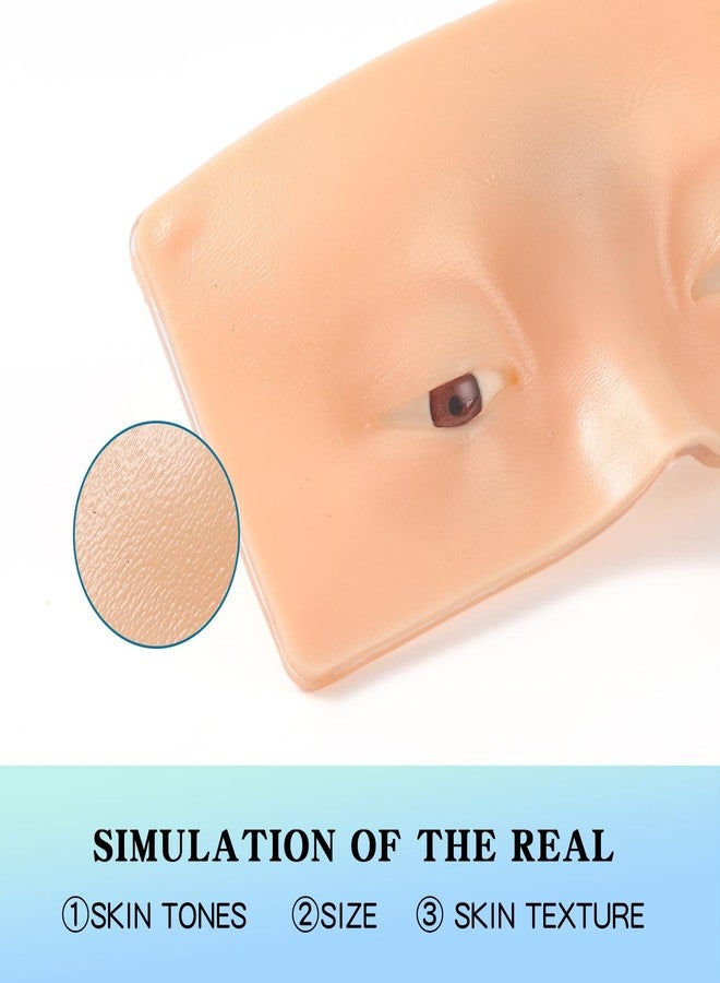 Bueuo Makeup Practice Face Board, 3D Reusable Silicone Make up Mannequin Face with 5PCS Makeup Brush, Eye Make up Practice Board for Beginner or Professional Enthusiasts - Image 3