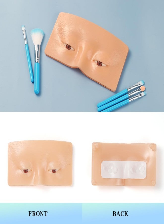 Bueuo Makeup Practice Face Board, 3D Reusable Silicone Make up Mannequin Face with 5PCS Makeup Brush, Eye Make up Practice Board for Beginner or Professional Enthusiasts - Image 2