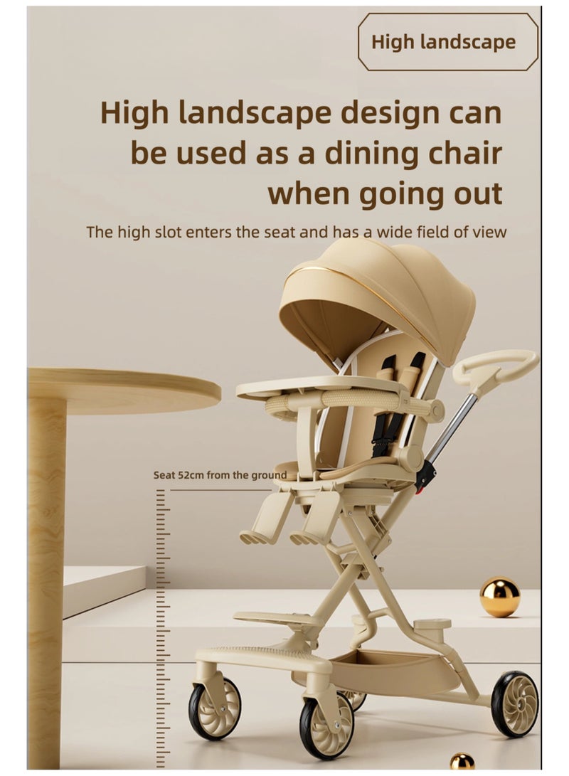 زاڤية عربة أطفال خفيفة الوزن، عربة سفر عالية الرؤية ومتعددة الوظائف، قابلة للطي بيد واحدة للرضع وحديثي الولادة والأطفال، مع صينية طعام قابلة للإزالة ومظلة شمسية قابلة للتعديل ومقعد قابل للعكس 180 درجة والإمالة - Image 2