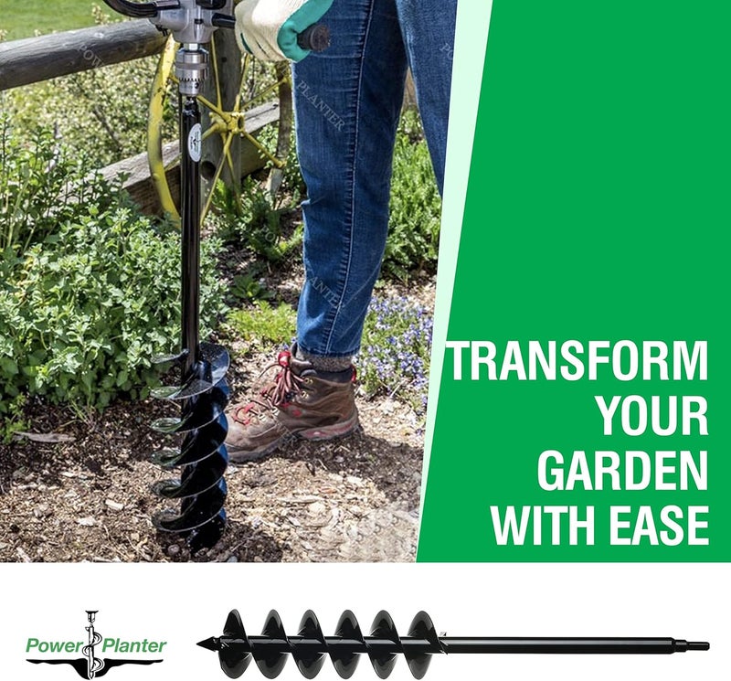 Power Planter مثقاب مصباح كبير - 4"x28" مثقاب لحفر الثقوب لمثقاب الثقوب، حفر الثقوب - أداة زراعة المصابيح - مثقاب لحفر الزراعة - أداة حفر حديقة - 1/2" محرك سداسي غير قابل للانزلاق - Image 2