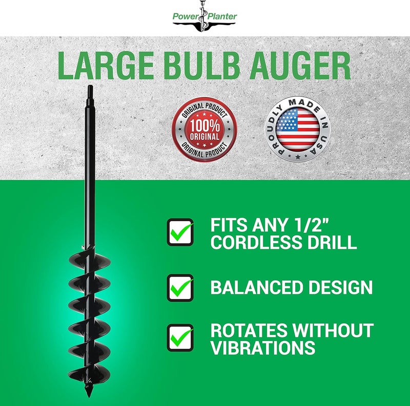 Power Planter مثقاب مصباح كبير - 4"x28" مثقاب لحفر الثقوب لمثقاب الثقوب، حفر الثقوب - أداة زراعة المصابيح - مثقاب لحفر الزراعة - أداة حفر حديقة - 1/2" محرك سداسي غير قابل للانزلاق - Image 1