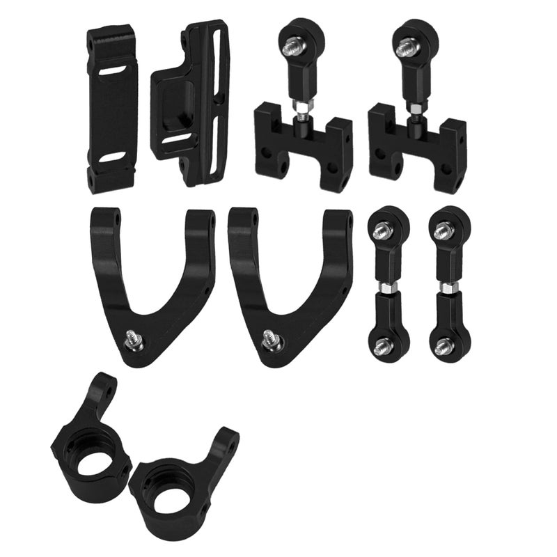 Vgoohobby Upper & Lower Swing Arm Wheel Hex Adapter Steering Block Swing Arm Mount Steering Cup w/Bearing Set Compatible with WPL D12 1/10 RC Car Upgrade Part (Black) - Image 1