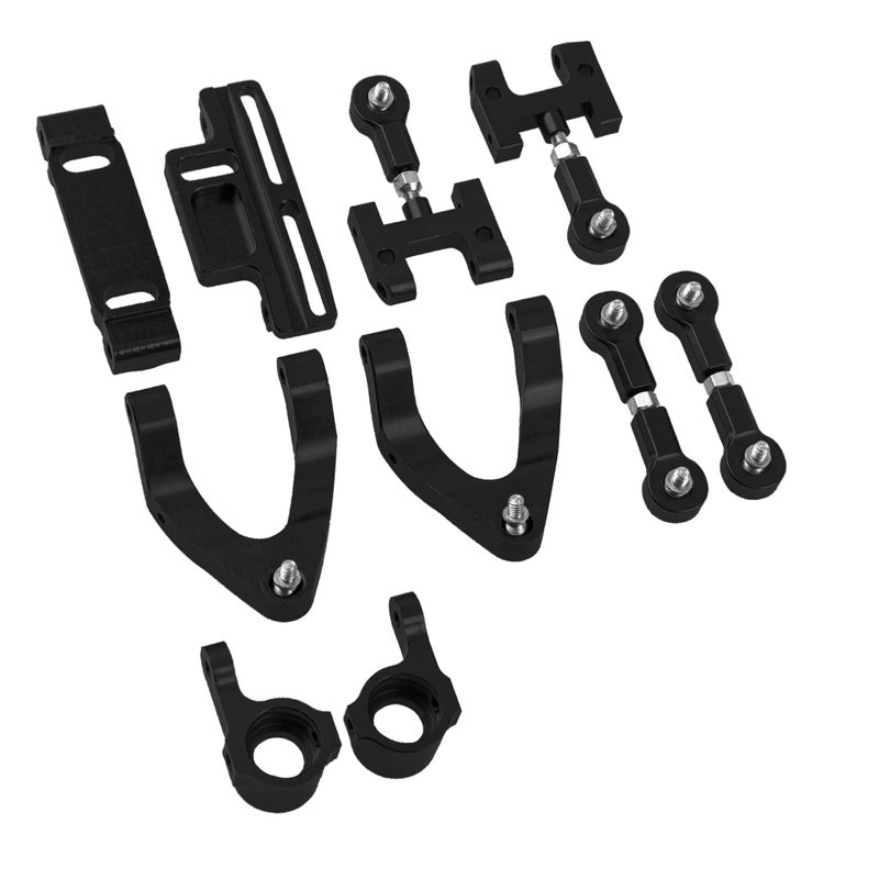Vgoohobby Upper & Lower Swing Arm Wheel Hex Adapter Steering Block Swing Arm Mount Steering Cup w/Bearing Set Compatible with WPL D12 1/10 RC Car Upgrade Part (Black) - Image 2