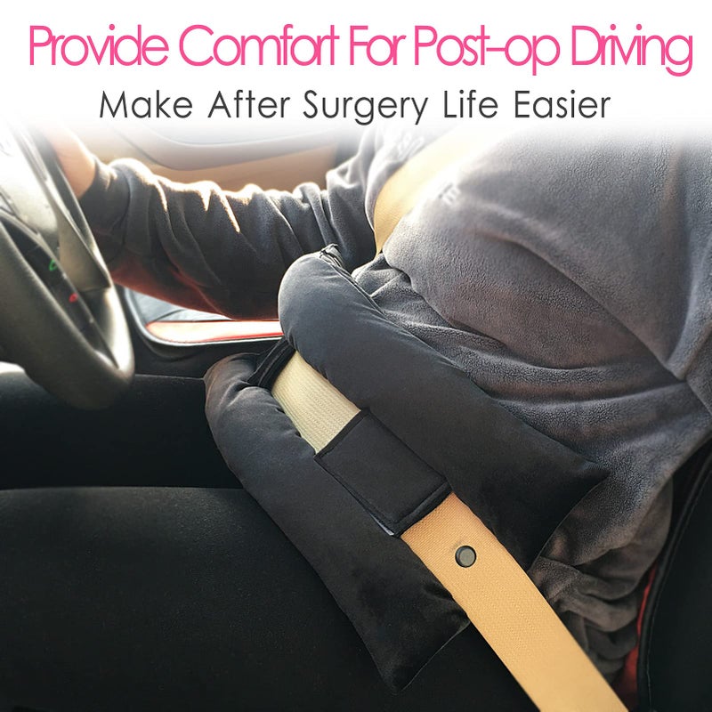 HapiPoppy Hysterectomy Pillow Abdominal Post Surgery Pillows with Pocket Comfort for Ice Heat Packs Tummy Tuck Belly Incision Recovery Seatbelt Gifts Women Patients (Black) - Image 3