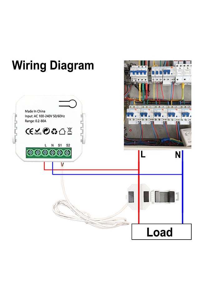 Tuya WiFi 80A Clamp Energy Meter Mobilephone APP Control Current Trans