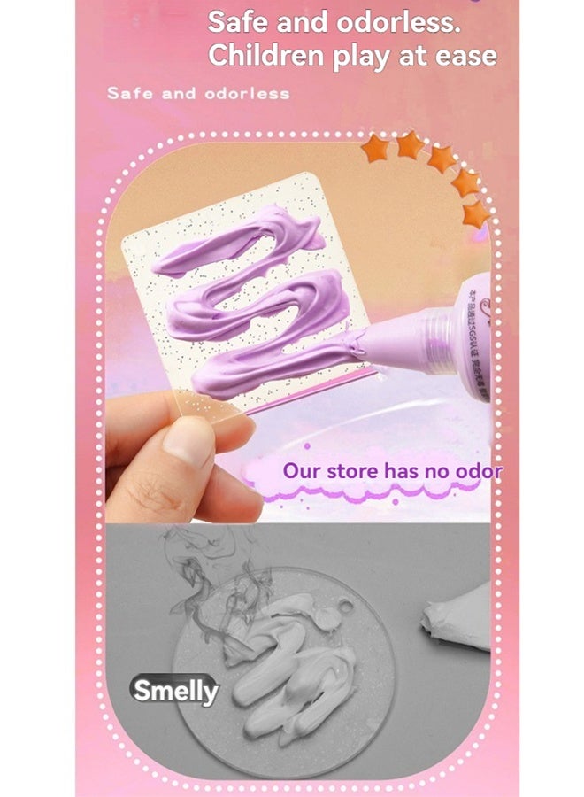 Beauenty 620 Pcs DIY Whipped Cream Clay Glue Set, Simulated DIY Making Art Craft Kit with Cartoon Stickers, Accessories, Key Chains with Storage Box for Gifting - Image 5