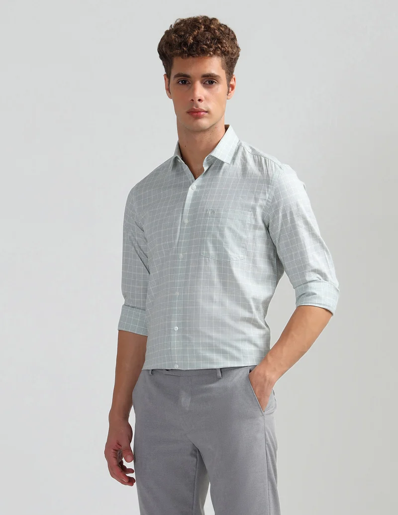 Arrow Green Pure Cotton Manhattan Slim Fit Shirt for Men | Best Price UAE