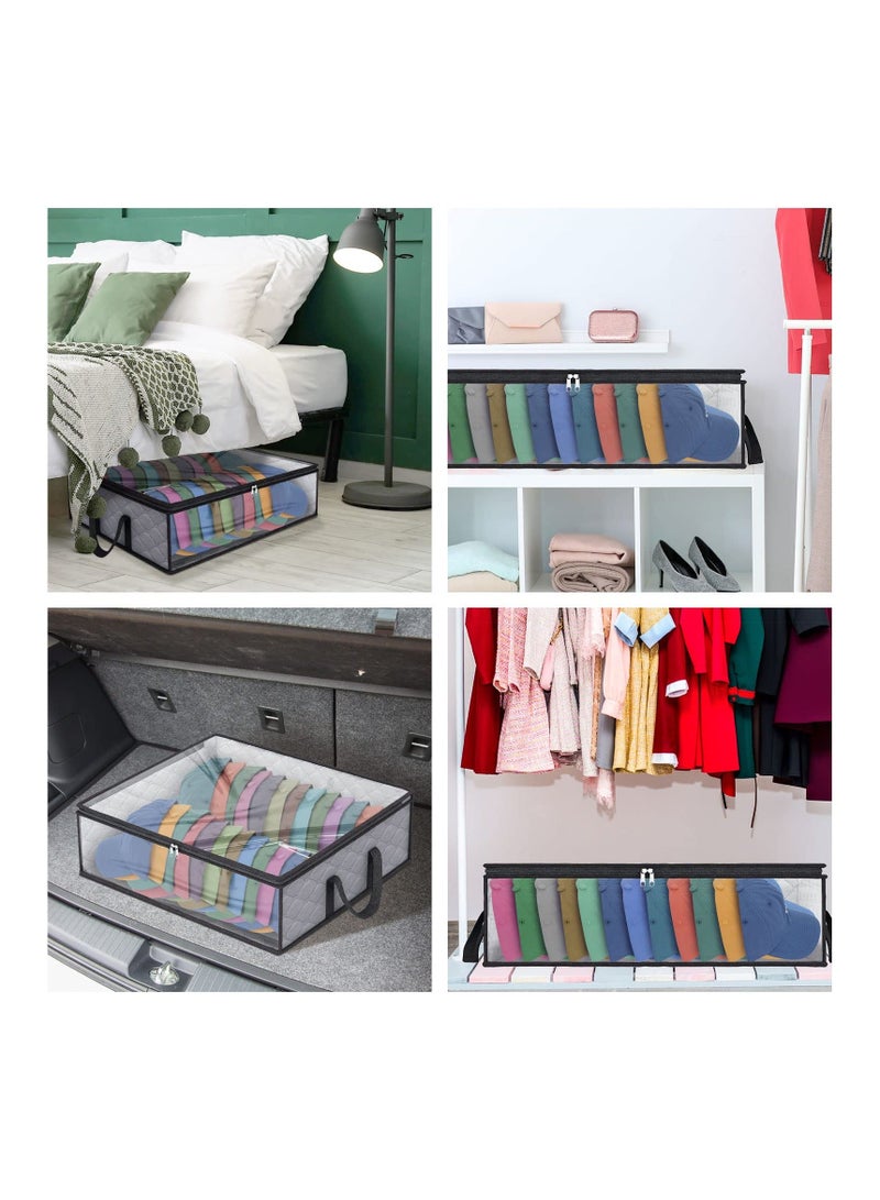 Stackable Hat Storage Box for Closet, Baseball Caps Storage with 2 Sturdy Handles, Large Capacity Hat Box Wide Clear Hat Organizer for Home Travel - Grey  - Image 4