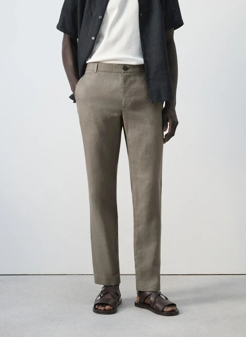مانجو مان Slim-fit 100% linen trousers