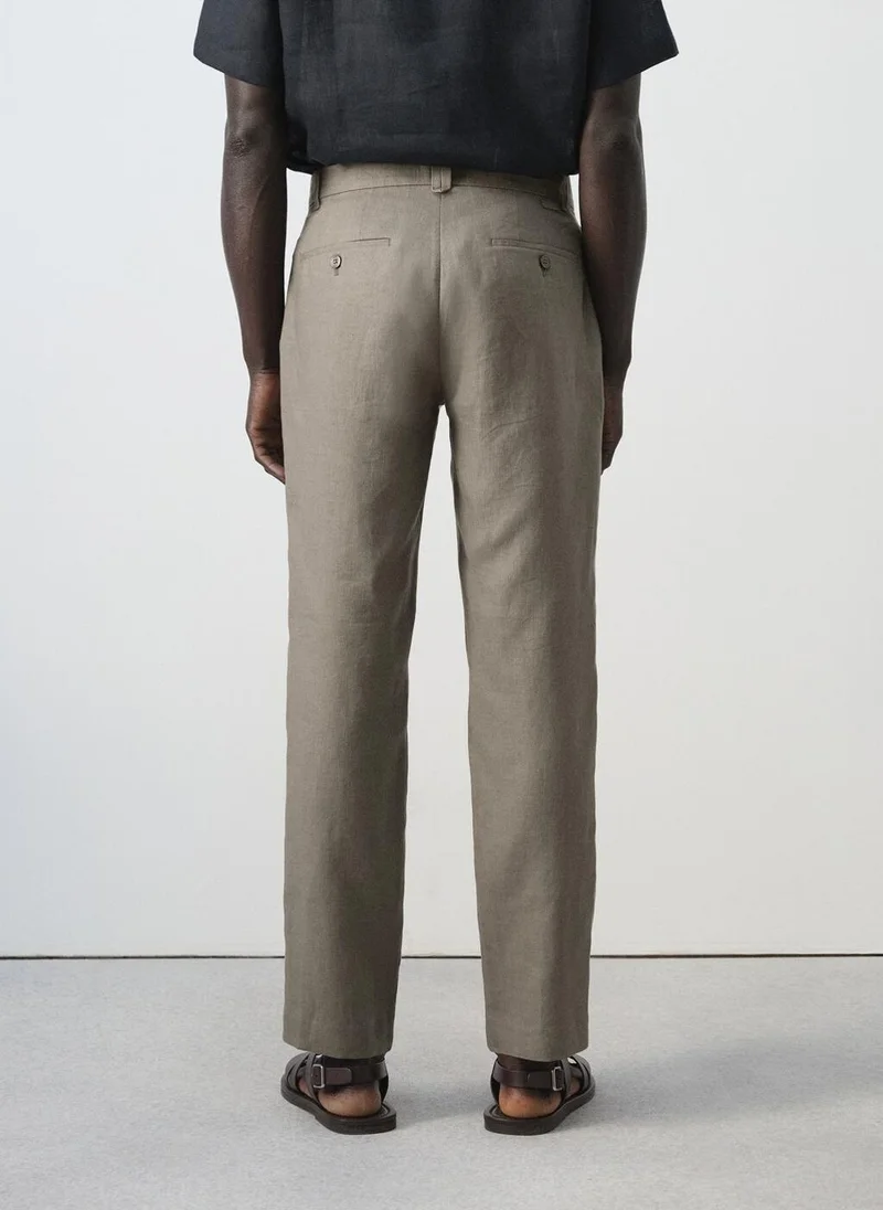 مانجو مان Slim-fit 100% linen trousers