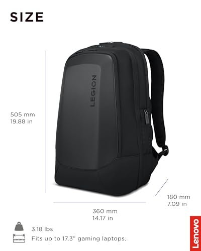 Lenovo - Legion 17” Armored Backpack – Gaming Laptop Bag – Double Layered Protection – Dedicated Storage Pockets – Durable Pack with EVA Front Shield - Image 3