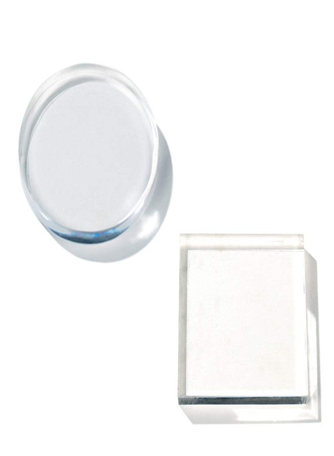 RENIAN Clear Polished Acrylic Square &Round Display Base Blockfor Jewelry Ring Stand Showcase Holder Flat Lay Photography Props，2 Pack - Image 1