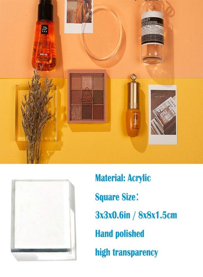 RENIAN Clear Polished Acrylic Square &Round Display Base Blockfor Jewelry Ring Stand Showcase Holder Flat Lay Photography Props，2 Pack - Image 2