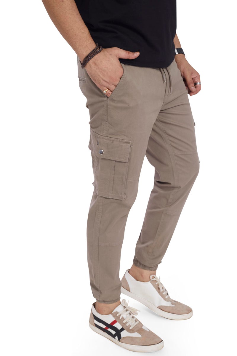 DIVISIVE Men's Cotton Cargo Joggers Pants (DCR124_32_Khaki) - Image 5