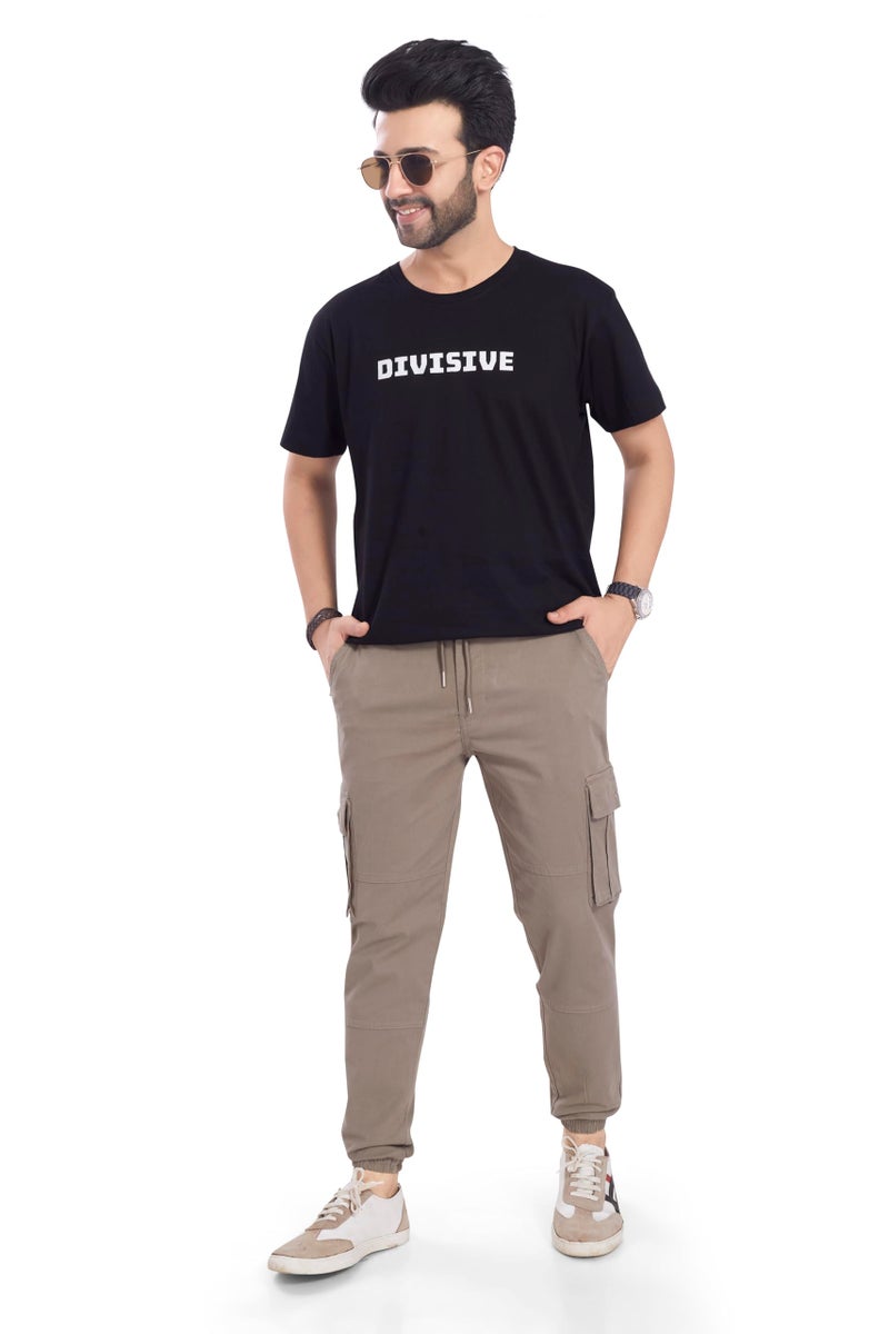 DIVISIVE Men's Cotton Cargo Joggers Pants (DCR124_32_Khaki) - Image 2