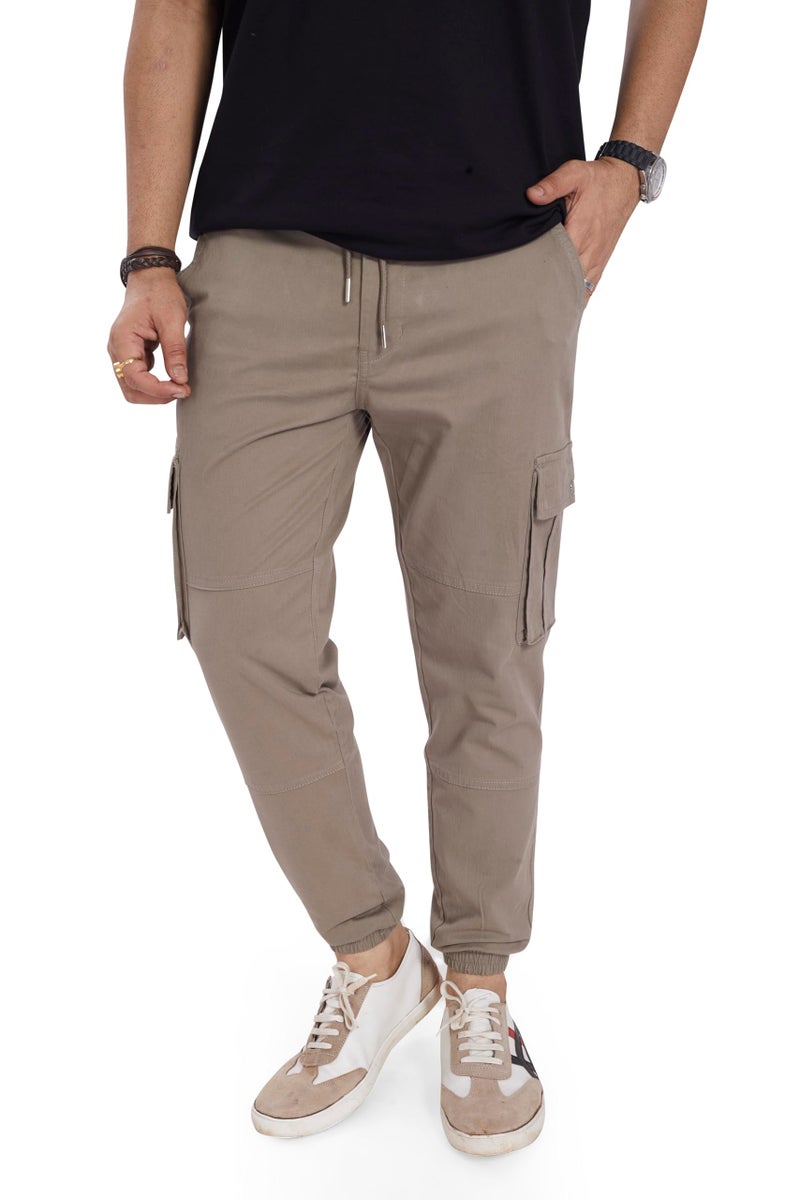 DIVISIVE Men's Cotton Cargo Joggers Pants (DCR124_32_Khaki) - Image 1