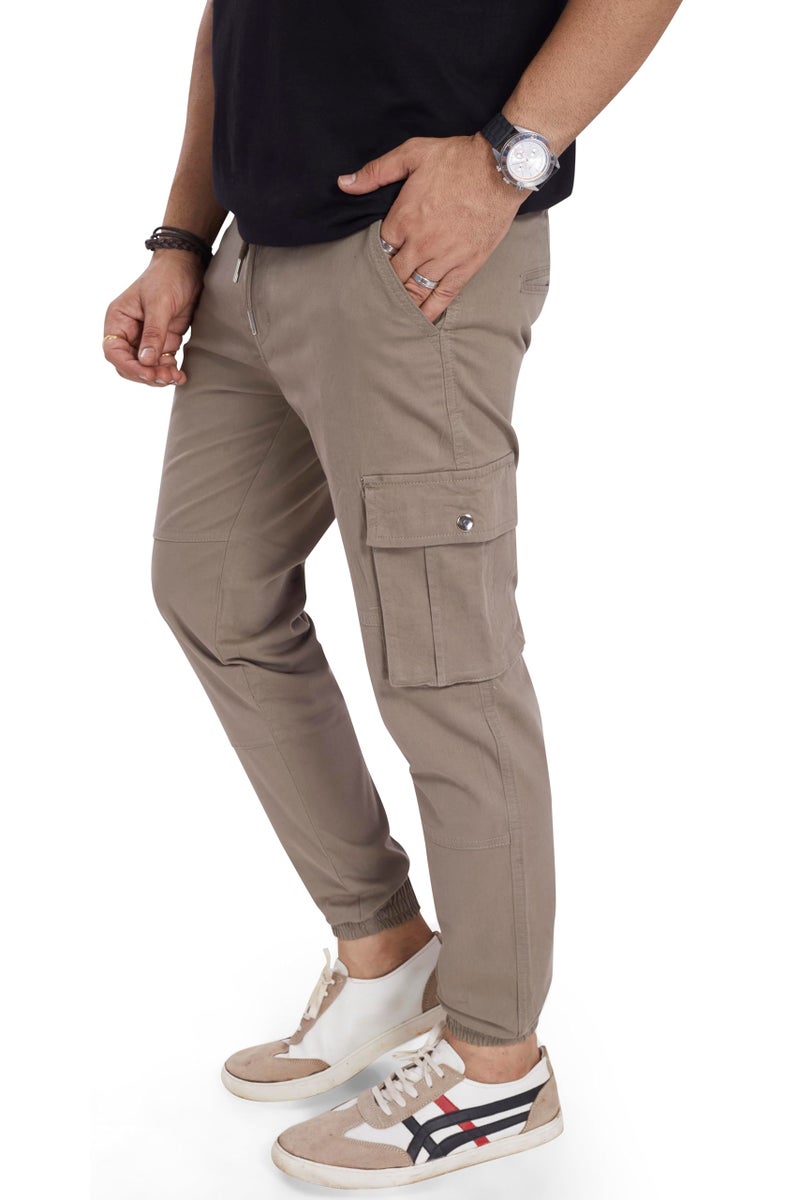 DIVISIVE Men's Cotton Cargo Joggers Pants (DCR124_32_Khaki) - Image 4