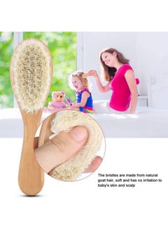 Zerodis Hair Brushes Baby Head Brush, Kids Soft Goat Hair Comb Wood Infant Massage Scrub Tool Newborn Shower Registry Gift, Wooden Baby Hair Brush Hairbrush for Newborn and  - Image 3