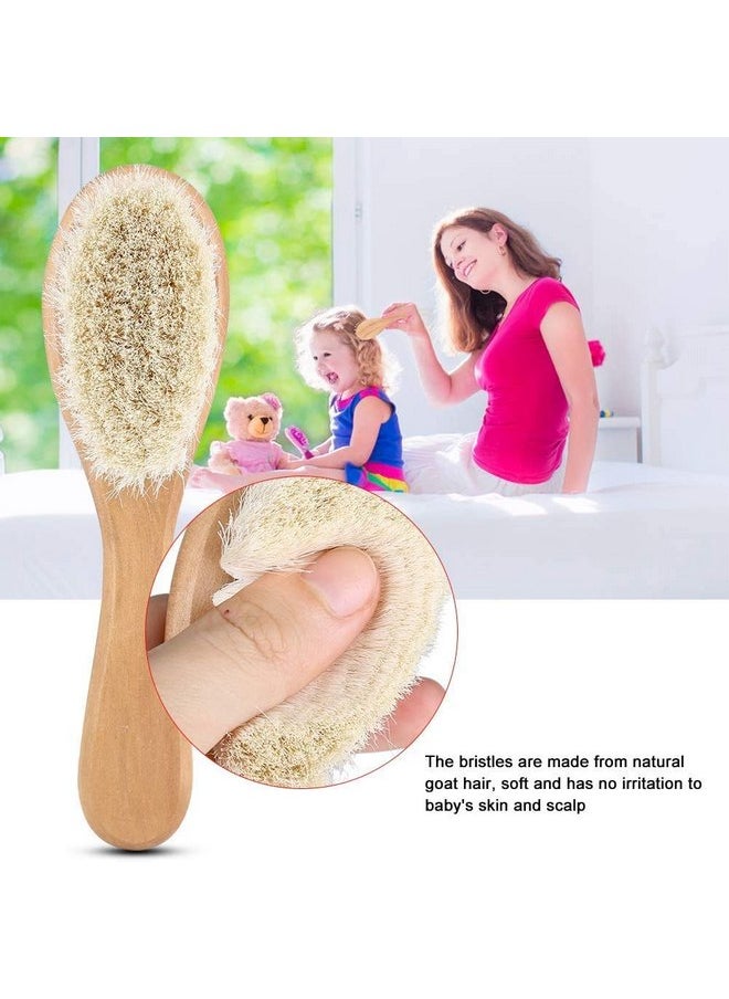 Zerodis Hair Brushes Baby Head Brush, Kids Soft Goat Hair Comb Wood Infant Massage Scrub Tool Newborn Shower Registry Gift, Wooden Baby Hair Brush Hairbrush for Newborn and  - Image 3