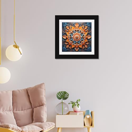 DEKORSTATION Bright Multicolor Floral Mandala Wall Decor Art Print/Painting/Poster with Black Frame for Living Room, Bedroom, Office, Home Decoration Size: 12 X 12 Inch - Image 3