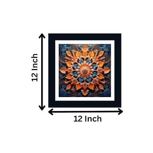 DEKORSTATION Bright Multicolor Floral Mandala Wall Decor Art Print/Painting/Poster with Black Frame for Living Room, Bedroom, Office, Home Decoration Size: 12 X 12 Inch - Image 4