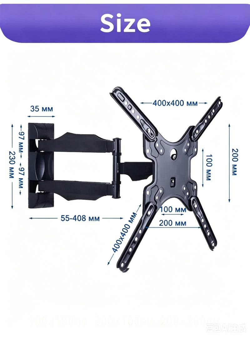 Bolivia's TV Wall Mount, Flexible and Adjustable, Suitable For 23''-60''TV, Maximum Load-Bearing Capacity 32kg, Can Be Used In Bedrooms, Living Rooms, Exhibition Halls - Image 3