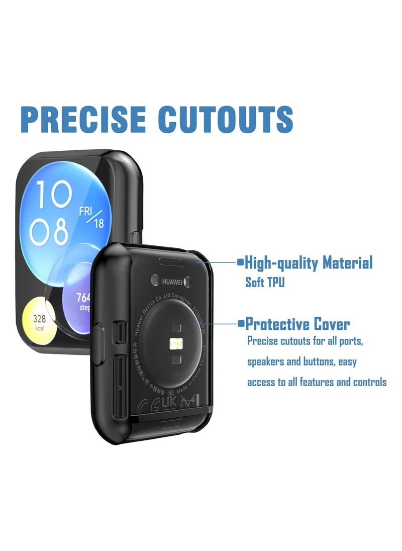 Generic Case Compatible with Huawei Watch Fit 2 Protective Case, Flexible TPU Full Protection Screen Protector Cover Scratch-Resistant Screen Protector Case (Black)  - Image 3