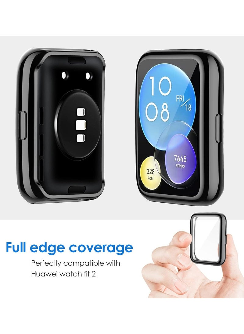 Generic Case Compatible with Huawei Watch Fit 2 Protective Case, Flexible TPU Full Protection Screen Protector Cover Scratch-Resistant Screen Protector Case (Black)  - Image 4