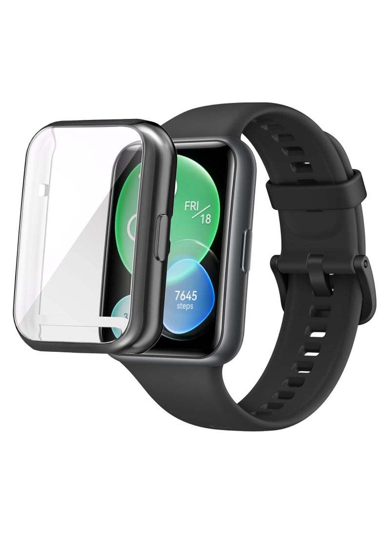 Generic Case Compatible with Huawei Watch Fit 2 Protective Case, Flexible TPU Full Protection Screen Protector Cover Scratch-Resistant Screen Protector Case (Black)  - Image 1