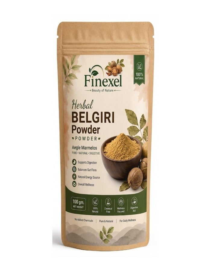 FINEXEL Natural Belgiri Powder 100gm | Aegle Marmelos (Bael Fruit) | Pure & Natural | No Added Chemicals | Fine Herbal Powder for Beverages, Recipes & Traditional Wellness Use - Image 1