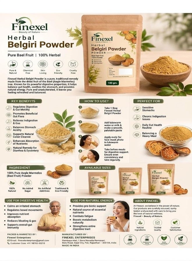 FINEXEL Natural Belgiri Powder 100gm | Aegle Marmelos (Bael Fruit) | Pure & Natural | No Added Chemicals | Fine Herbal Powder for Beverages, Recipes & Traditional Wellness Use - Image 3