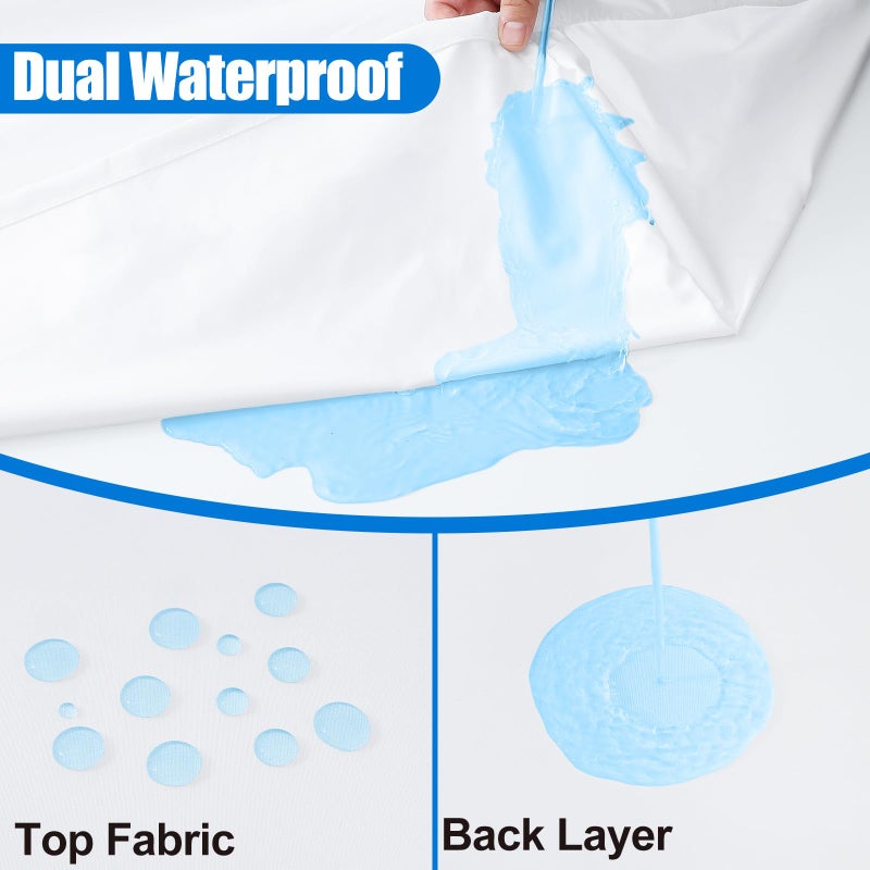 Spotjoy Rectangle Picnic Table Cloth  Waterproof Elastic Fitted Tablecloths  Washable Polyester Table Cover for Camping  Indoor and Outdoor (White  30""x72"") - Image 2