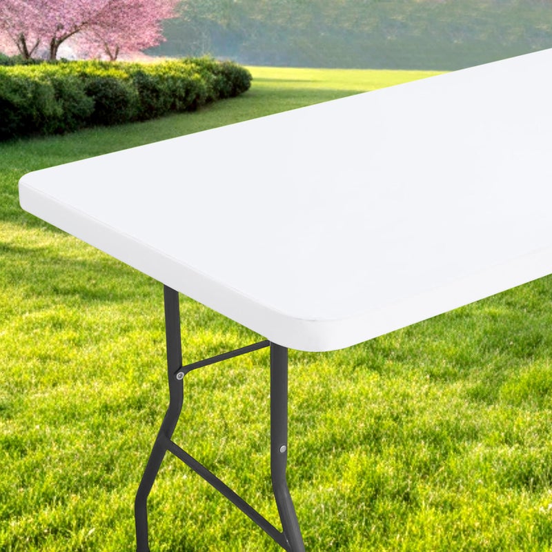 Spotjoy Rectangle Picnic Table Cloth  Waterproof Elastic Fitted Tablecloths  Washable Polyester Table Cover for Camping  Indoor and Outdoor (White  30""x72"") - Image 1