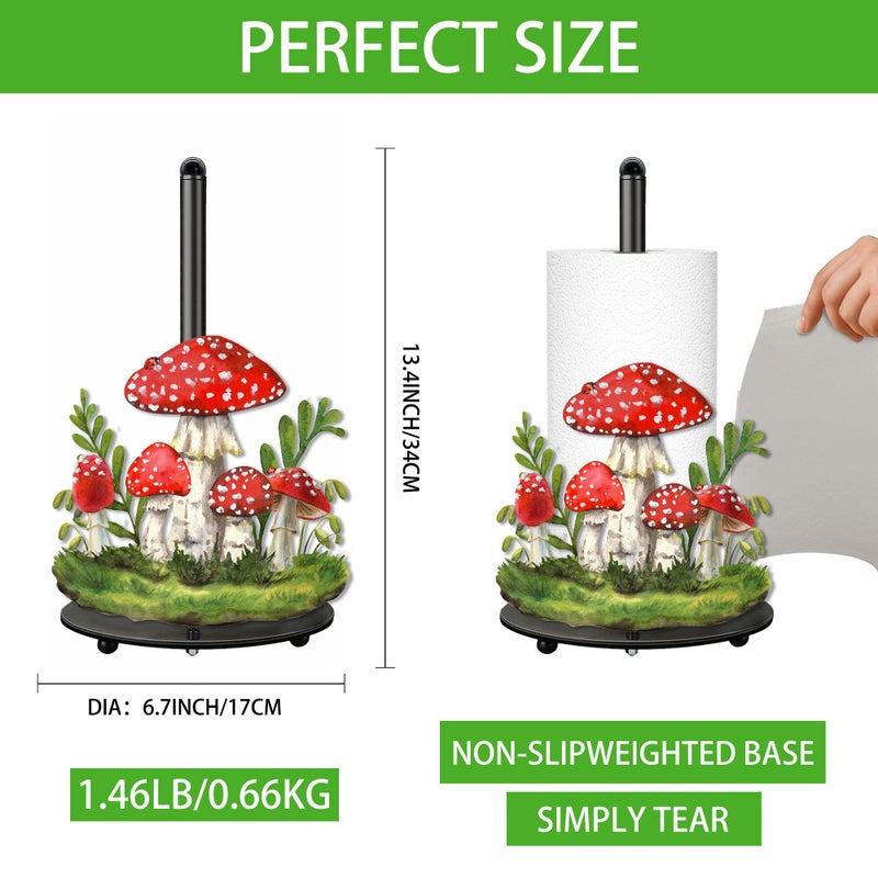 Taesun Mushroom Paper Towel Holder, Mushroom Decor for Countertop Cute Farmhouse Home Table, Housewarming Birthday Gifts for Farm - Image 2