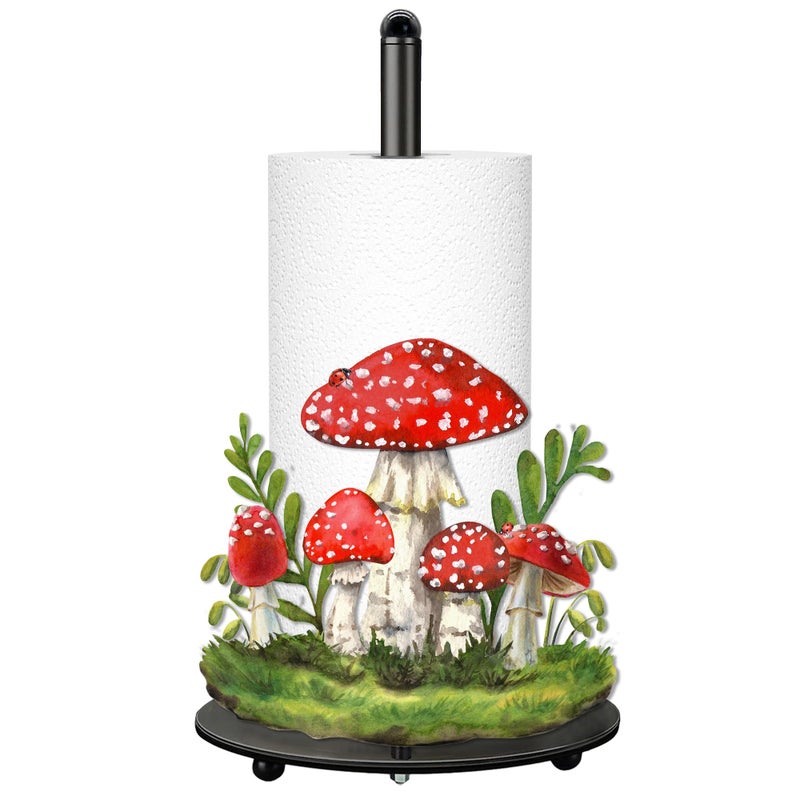 Taesun Mushroom Paper Towel Holder, Mushroom Decor for Countertop Cute Farmhouse Home Table, Housewarming Birthday Gifts for Farm - Image 1