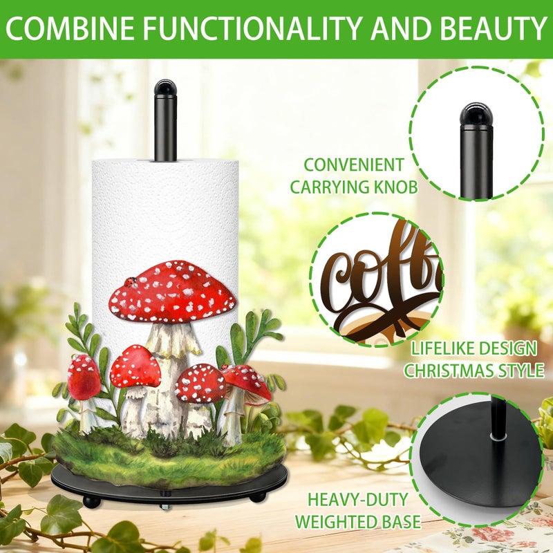 Taesun Mushroom Paper Towel Holder, Mushroom Decor for Countertop Cute Farmhouse Home Table, Housewarming Birthday Gifts for Farm - Image 4