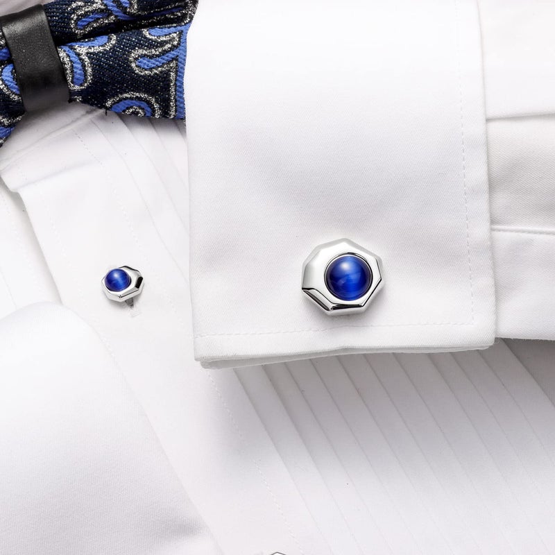 HAWSON Cat Eyes Cufflinks for Men, Cufflinks with Shirt Studs for Groom, Tuxedo Shirt Studs Cufflinks, Mens Formal Kit Business Wedding Accessories - Image 4