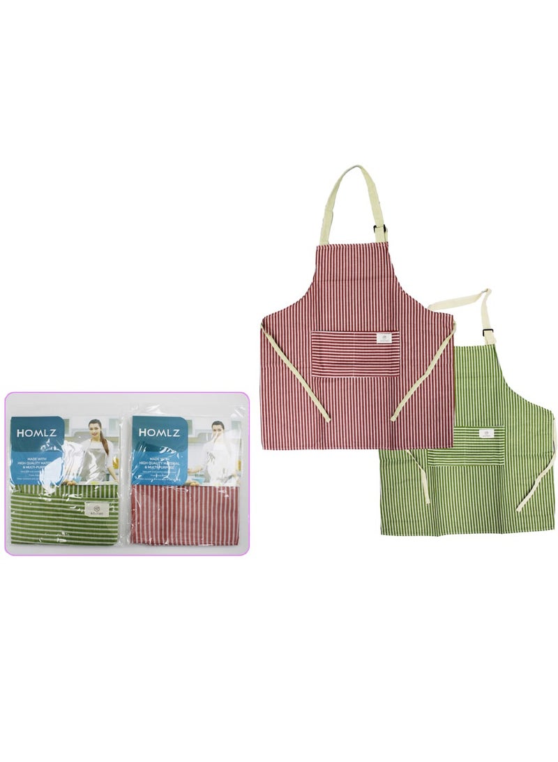AL QADAH Cotton Cloth Apron 69x67Cm Line Design Mix Color - Image 2