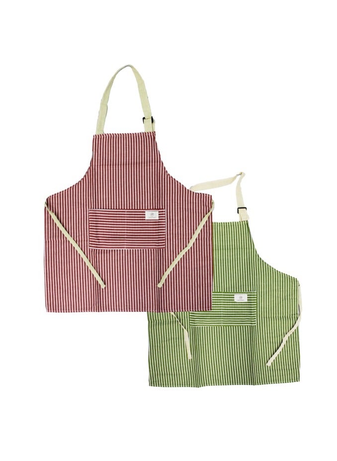 AL QADAH Cotton Cloth Apron 69x67Cm Line Design Mix Color - Image 1