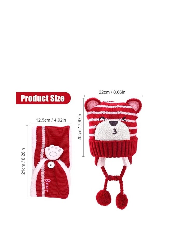 Baby Caps Winter, Beanie Hat & Scarf for Baby, Newborn Toddler Winter Warm Knit Cap, Boys Baby Girl Winter Caps Toddler Winter Hat Knitted Hats, for Autumn Winter Unisex 6 Months to 6 Years - Image 2