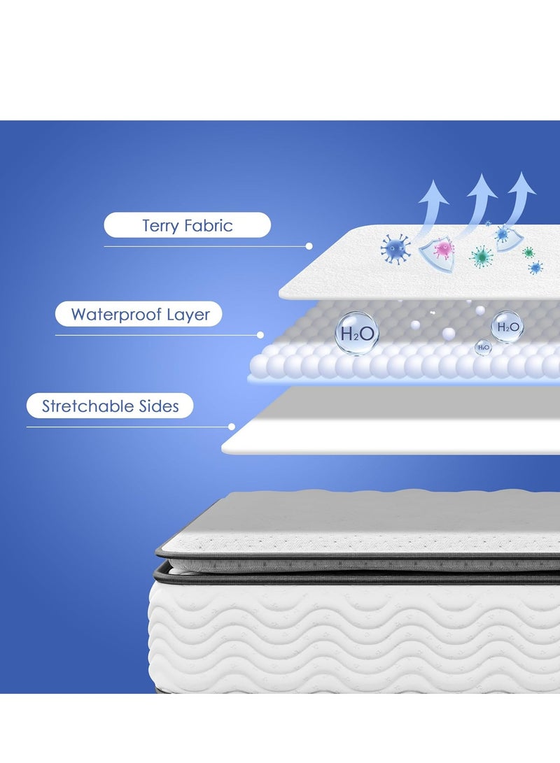 عربست حامي فراش للماء / هيبوالرجينيك سوبر لينة وتنفس الهواء فراش تغطية / لون الصلبة ورقة السرير تغطية / المنزلية / فندق حفاضات الطفل تغطية حامي ( 200cmx200cmx30cm الأبيض ) - Image 5