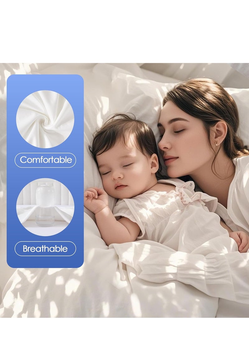 عربست حامي فراش للماء / هيبوالرجينيك سوبر لينة وتنفس الهواء فراش تغطية / لون الصلبة ورقة السرير تغطية / المنزلية / فندق حفاضات الطفل تغطية حامي ( 200cmx200cmx30cm الأبيض ) - Image 3