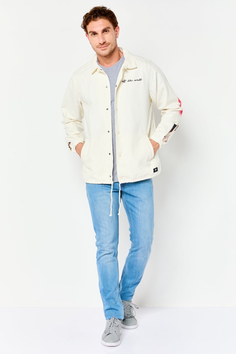 VANS Men Graphic Print Denim Jacket, Off White - Image 4