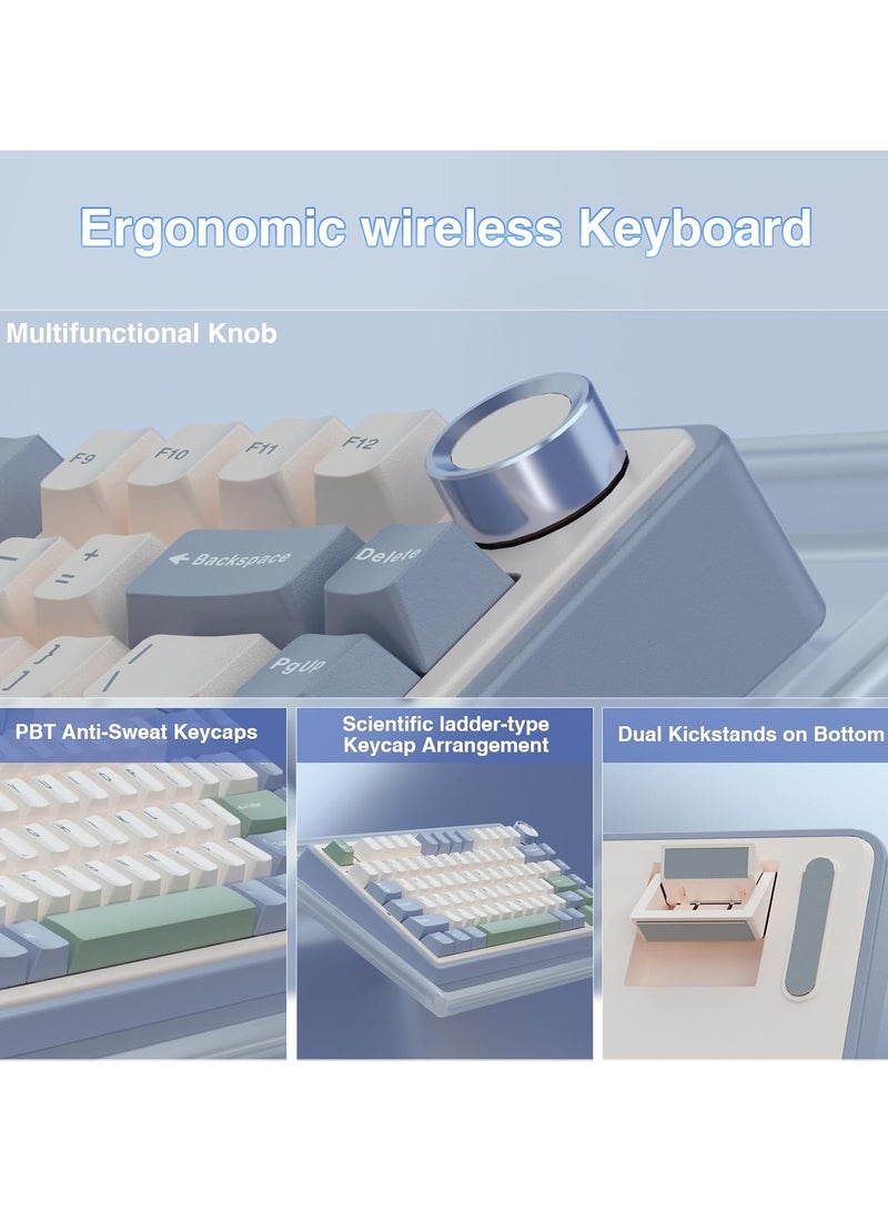 AULA لوحة مفاتيح ميكانيكية لاسلكية F75 75%، لوحة مفاتيح مخصصة قابلة للتبديل السريع، مفاتيح Reaper مسبقة التشحيم، لوحة مفاتيح ألعاب بإضاءة خلفية RGB، لوحة مفاتيح ميكانيكية 2.4 جيجا هرتز/Type-C/BT5.0 - Image 5