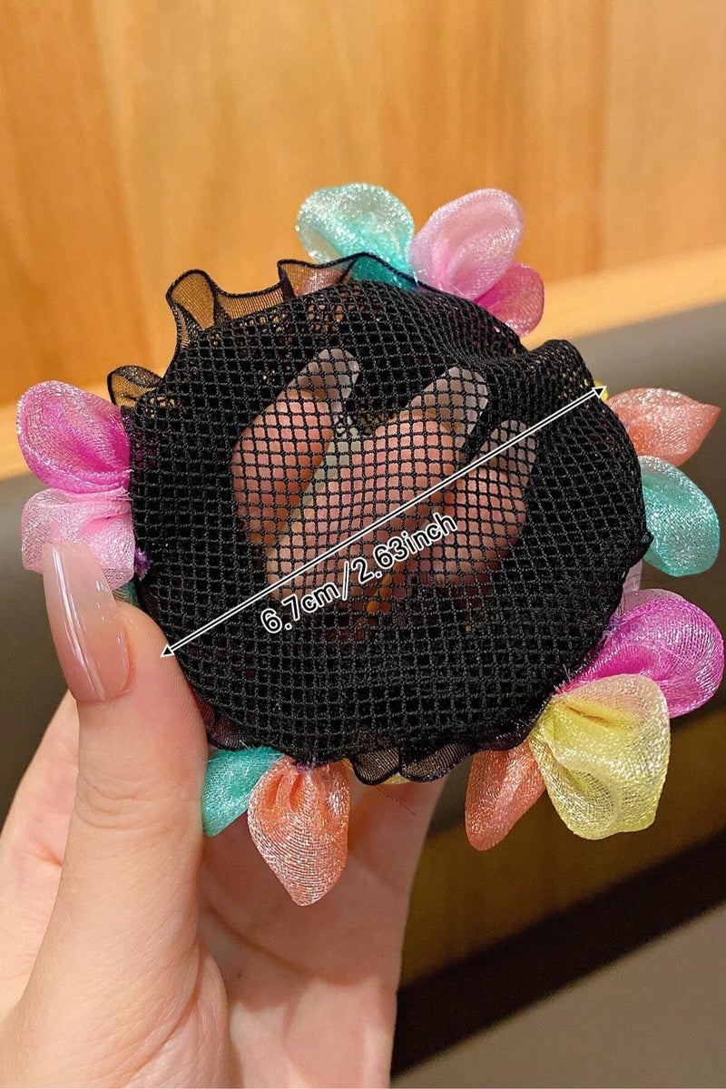 Girls' Hair Ties with Colorful Flower Design – Made of Lightweight Mesh That’s Gentle on Kids’ Hair – Adds a Beautiful and Unique Touch to Bun Hairstyles - Image 5