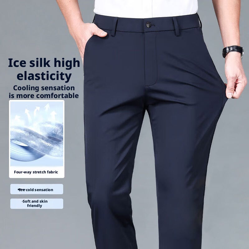 Men's High-Stretch Straight-Leg Wrinkle-Free Trousers - Image 1