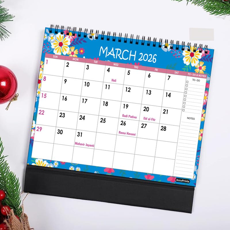 AccuPrints® l 2026 l Floral Desk Calendar l 12 Months l Includes Note and To.Do. Section l 250 GSM l Planning, Tracking & Scheduling l Black Wire. - Image 5
