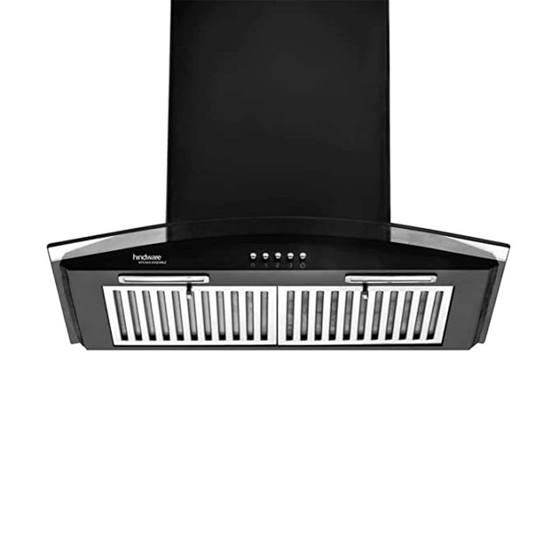 HINDWARE SMART APPLIANCES Hindware Smart Appliances Floria 60 cm 1100 mhr Curved Glass Kitchen Chimney With Durable Baffle Filters Black  - Image 1